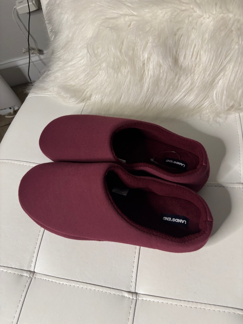 Lands' End ' Maroon Slip-On Slippers